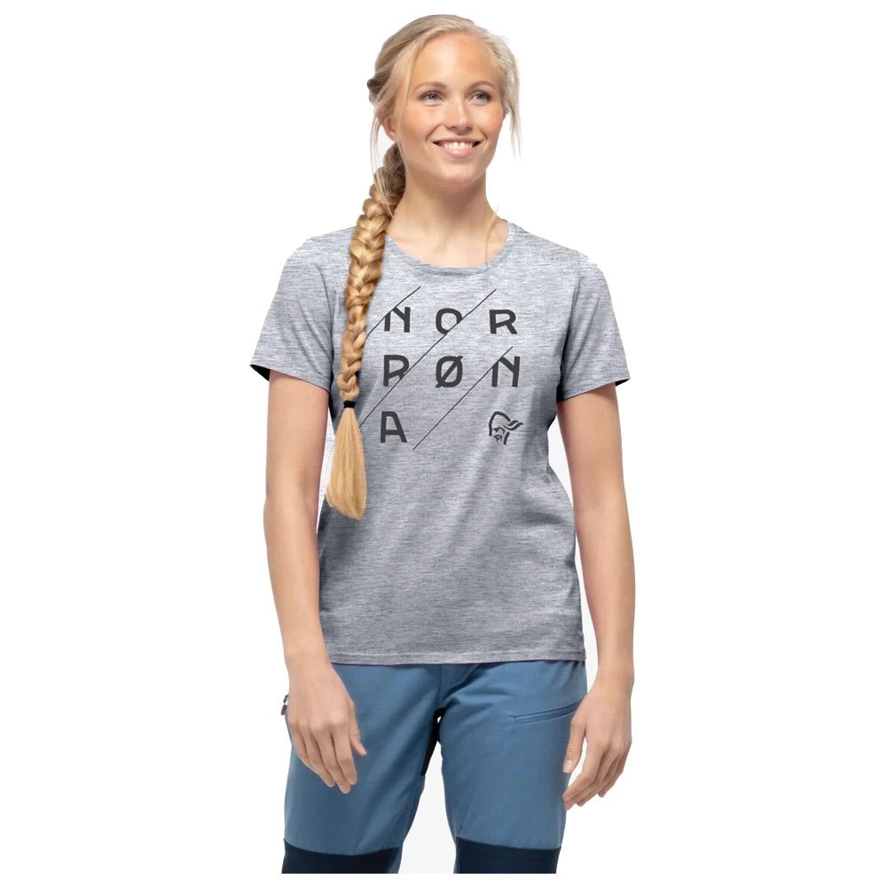 T-Shirt Norrona 29 Cotton Slant Logo W's Drizzle Melange/Caviar 6 T-Shirt Norrona 29 Cotton Slant Logo W's Drizzle Melange/Caviar – Bild 4