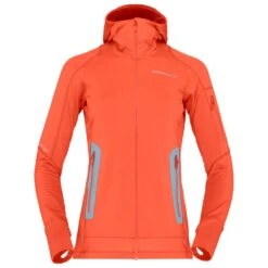 Fleece Norrona Falketind Power Grid Hood W's Orange Alert
