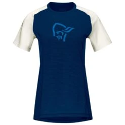 MTB Trikot Norrona Fjørå Wool T-Shirt W's Indigo Night Snowdrop