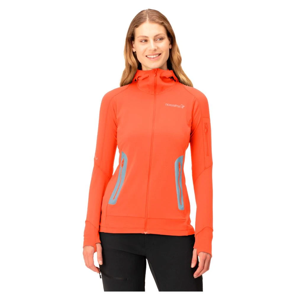 Fleece Norrona Falketind Power Grid Hood W's Orange Alert 6 Fleece Norrona Falketind Power Grid Hood W's Orange Alert – Bild 4