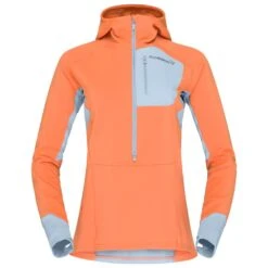 Fleece Norrona Senja Warm1 Hood W's Flamingo