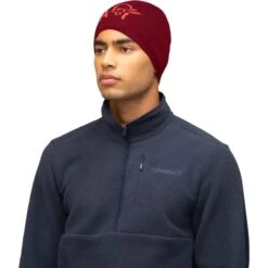 Norrona /29 Light MerinoUll Logo Mütze - Rhubarb Melange -Norrona norrona 29 light merinoull logo beanie rhubarb melange model 1 1519378