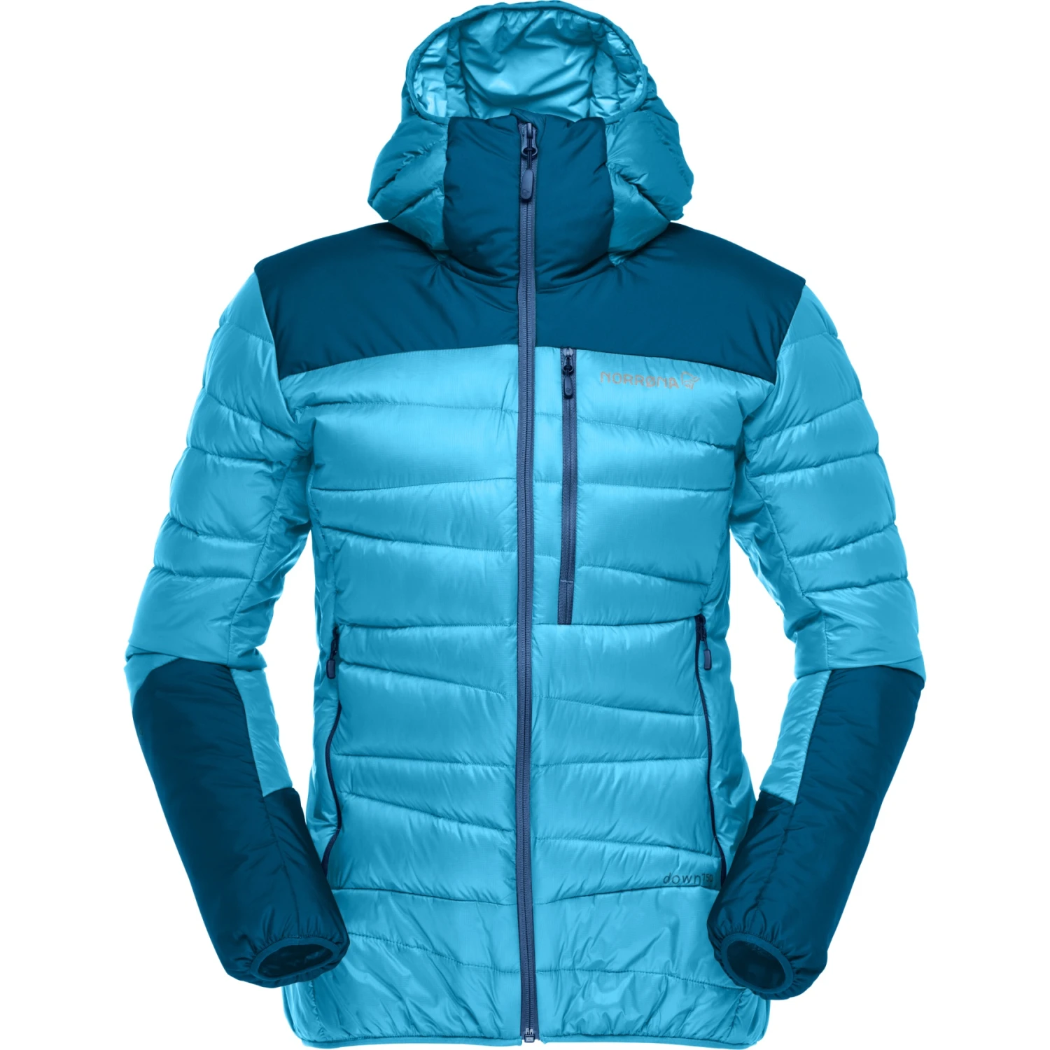 Norrona Falketind Down750 Hood Daunenjacke Damen - Aquarius/Mykonos Blue 4 Norrona Falketind Down750 Hood Daunenjacke Damen - Aquarius/Mykonos Blue – Bild 2