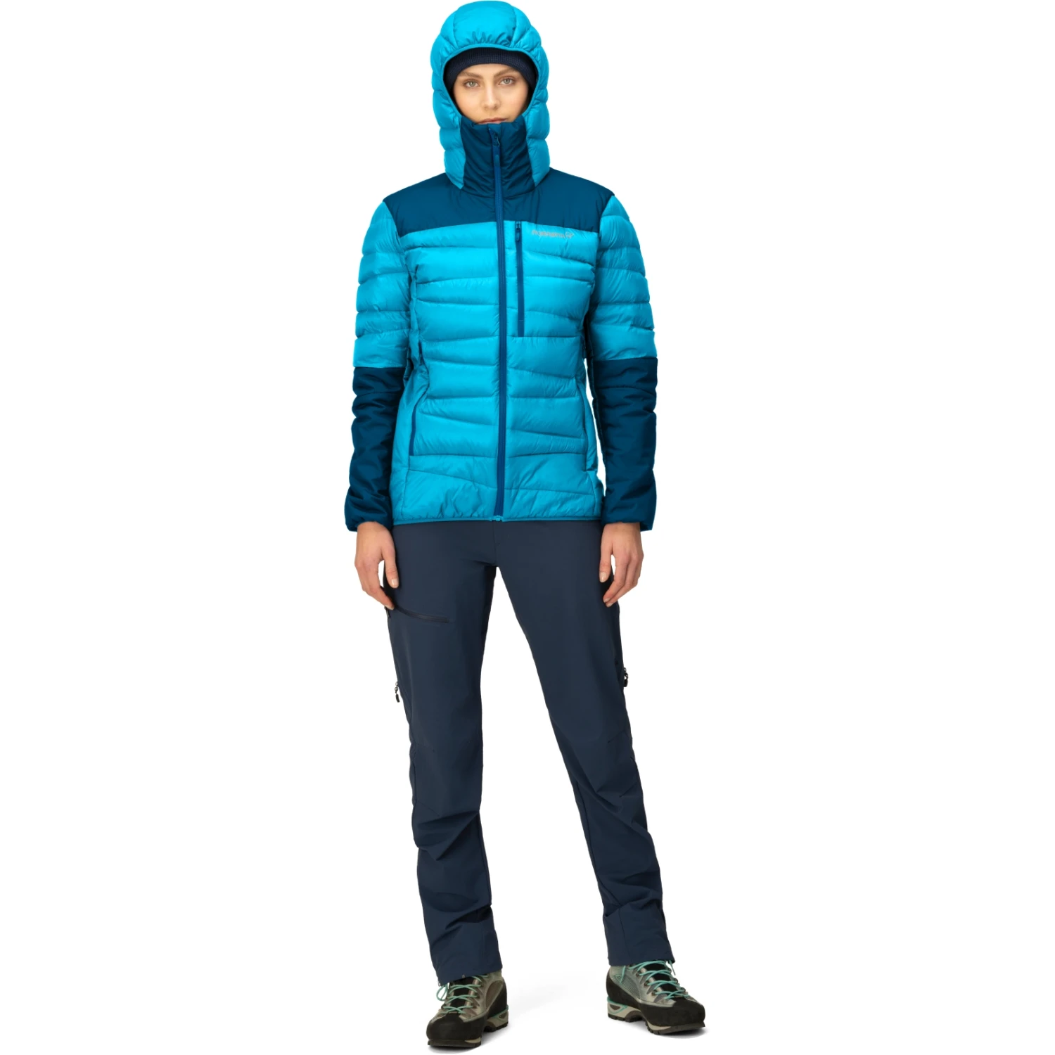 Norrona Falketind Down750 Hood Daunenjacke Damen - Aquarius/Mykonos Blue 6 Norrona Falketind Down750 Hood Daunenjacke Damen - Aquarius/Mykonos Blue – Bild 4