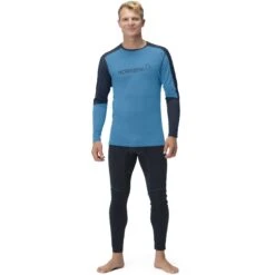 Norrona Falketind Equaliser Merino Round Neck Langarmshirt Herren - Hawaiian Surf/Indigo Night -Norrona norrona falketind equaliser merino round neck men hawaiian surf indigo night 2 1460977