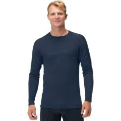 Norrona Falketind Equaliser Merino Round Neck Langarmshirt Herren - Indigo Night