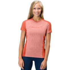 Norrona Falketind Equaliser Merino T-Shirt Damen - Peach Amber/Orange Alert