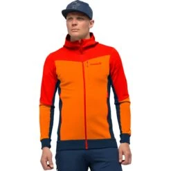 Norrona Falketind Warmwool2 Stretch Zip Hood Jacke Herren - Arednalin/Orange Popsicle