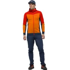 Norrona Falketind Warmwool2 Stretch Zip Hood Jacke Herren - Arednalin/Orange Popsicle -Norrona norrona falketind warmwool2 stretch zip hood jacket men arednalin orange popsicle 2 1560996