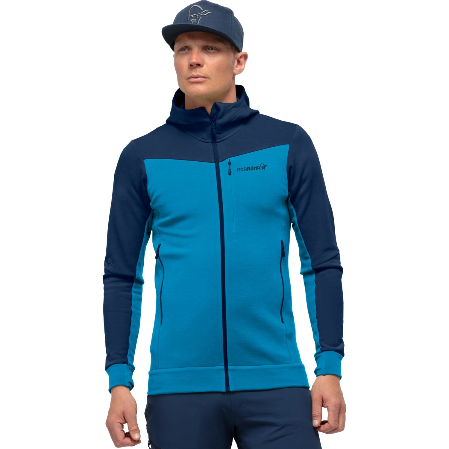 Norrona Falketind Warmwool2 Stretch Zip Hood Jacke Herren - Hawaiian Surf/Indigo Night 3 Norrona Falketind Warmwool2 Stretch Zip Hood Jacke Herren - Hawaiian Surf/Indigo Night