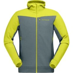 Norrona -Norrona norrona falketind warmwool2 stretch zip hood jacket men sulphur spring north atlantic 1 1126447