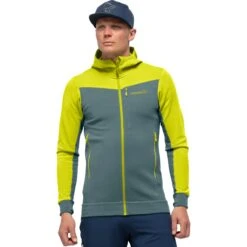 Norrona Falketind Warmwool2 Stretch Zip Hood Jacke Herren - Sulphur Spring/North Atlantic