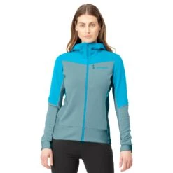 Norrona Falketind Warmwool2 Stretch Zip Hood Jacke Damen - Aquarius/Tourmaline