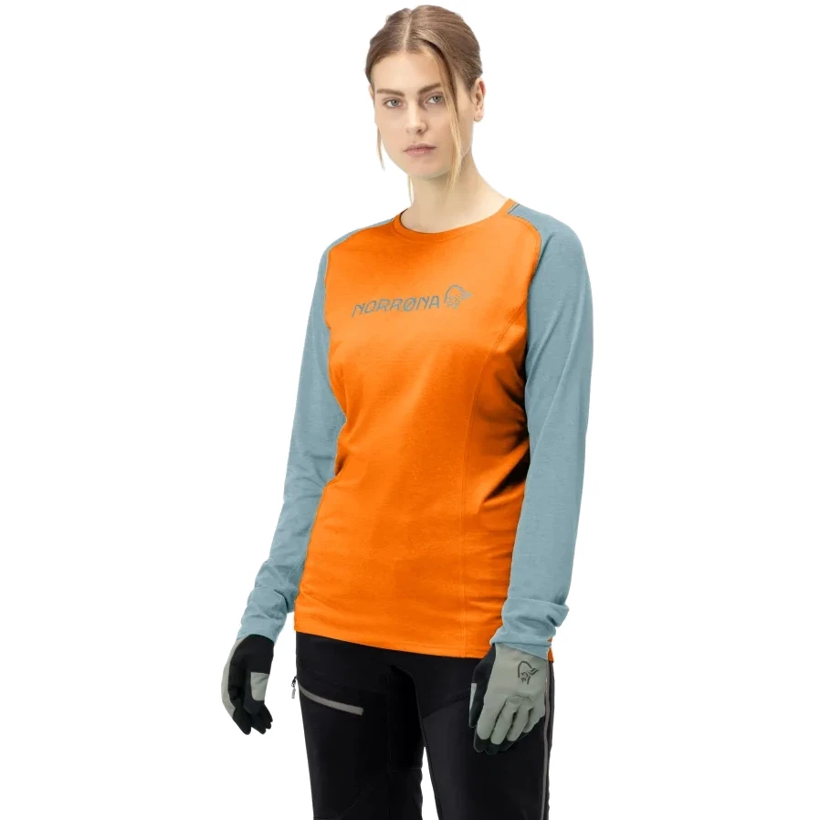 Norrona Fjørå Equaliser Lightweight Langarmshirt Damen - Orange Popsicle/Tourmaline 3 Norrona Fjørå Equaliser Lightweight Langarmshirt Damen - Orange Popsicle/Tourmaline