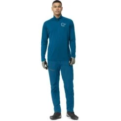 Norrona Fjørå Equaliser Zip Top Langarmshirt Herren - Mykonos Blue/Castor Grey -Norrona norrona fjora equaliser long sleeve zip top men mykonos blue castor greymodel 1 1399613