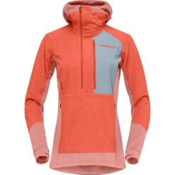 Norrona Lofoten Thermal Pro Hood Pullover Damen - Orange Alert/Peach Amber -Norrona norrona lofoten thermal pro hood pullover women orange alert peach amber 1 1256027