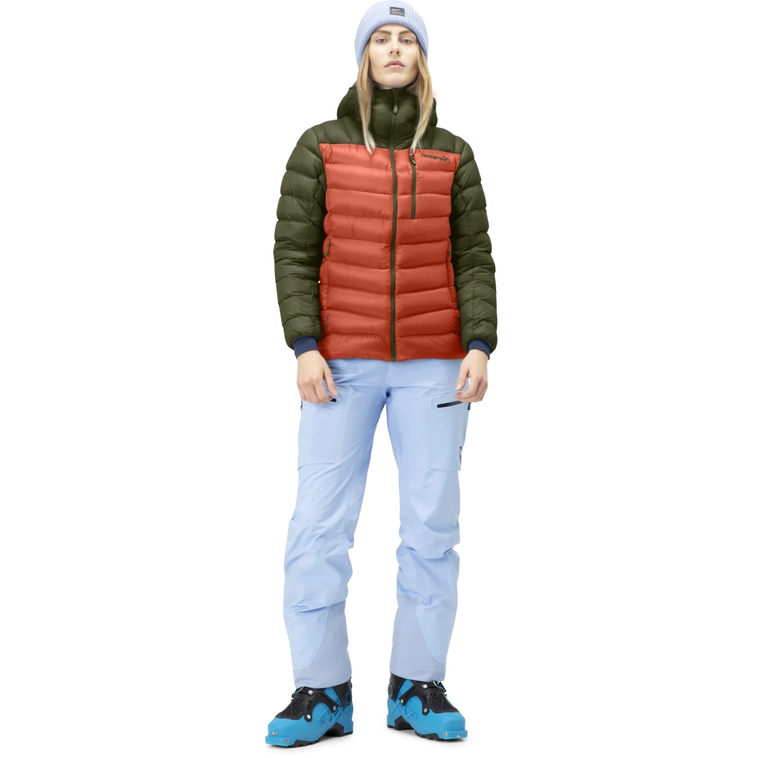 Norrona Lyngen Down850 Hood Daunenjacke Damen - Olive Night/Orange Alert 6 Norrona Lyngen Down850 Hood Daunenjacke Damen - Olive Night/Orange Alert – Bild 4