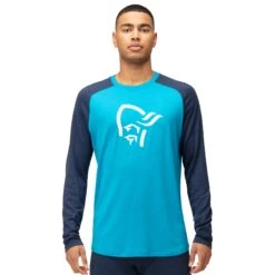 Norrona PureUll Langarmshirt Herren - Hawaiian Surf/Indigo Night