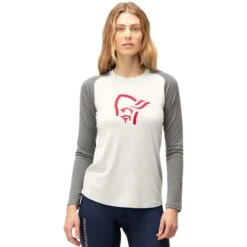 Norrona PureUll Langarmshirt Damen - Snowdrop/Castor Grey