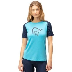 Norrona PureUll T-Shirt Damen - Aquarius/Indigo Night