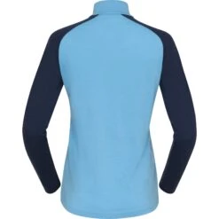 Norrona PureUll Zip Neck Langarmshirt Damen - Aquarius/Indigo Night -Norrona norrona pureull zip neck baselayer women aquarius indigo night 2 1257963