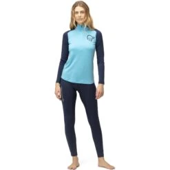 Norrona PureUll Zip Neck Langarmshirt Damen - Aquarius/Indigo Night -Norrona norrona pureull zip neck baselayer women aquarius indigo night 3 1257964