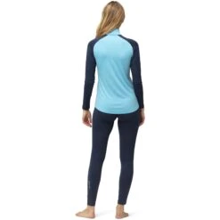 Norrona PureUll Zip Neck Langarmshirt Damen - Aquarius/Indigo Night -Norrona norrona pureull zip neck baselayer women aquarius indigo night 4 1257965