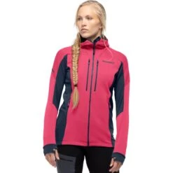 Norrona Trollveggen Powerstretch Pro Zip Hood Jacke Damen - Honeysuckle/Indigo Night
